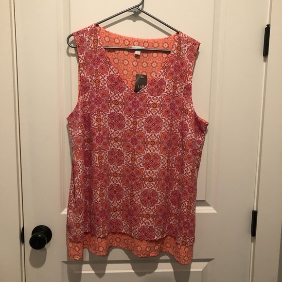 J. Jill Tops - J.Jill Vneck Round Medallion Double Layer Tank Top